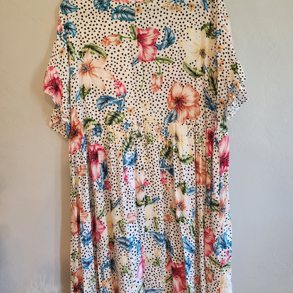 3 For $15 Sale! Multicolor Leaf and Dot Dress - Picture 7 of 7